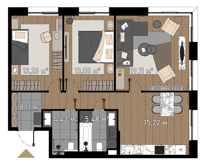 Апартаменты в жилом комплексе «Зорге 9»